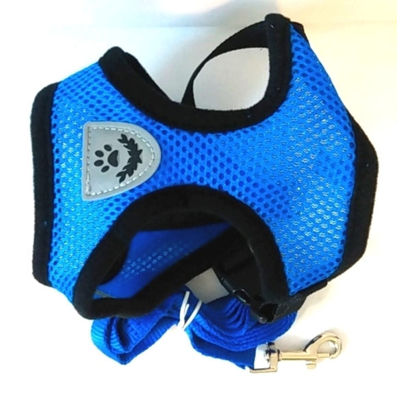 SMALL PET HARNESS VEST WITH LEASH ROYAL BLUE AND BLACK SIZE SMALL NWT - Picture 2 of 8